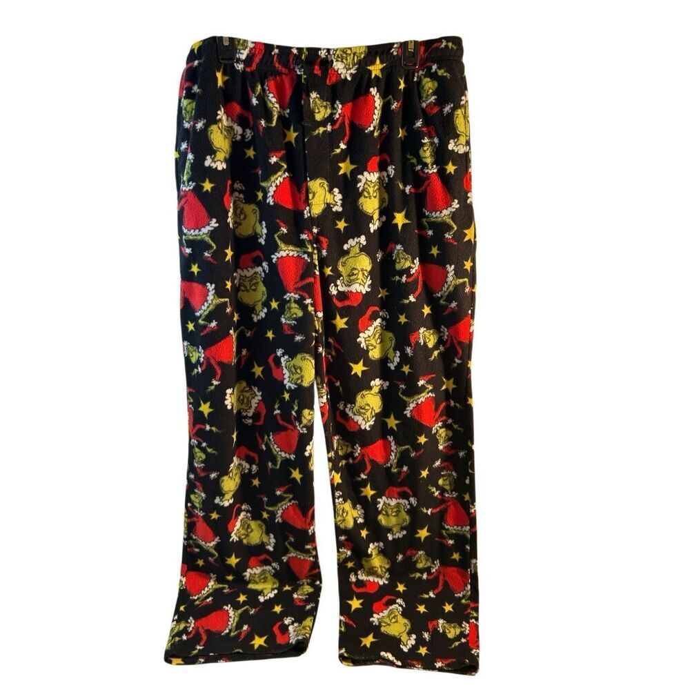 Dr. Seuss Grinch Santa xl pajama pants black red‎